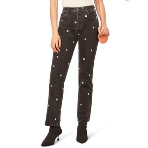 Reformation Cynthia High Relaxed Black Daisy jeans